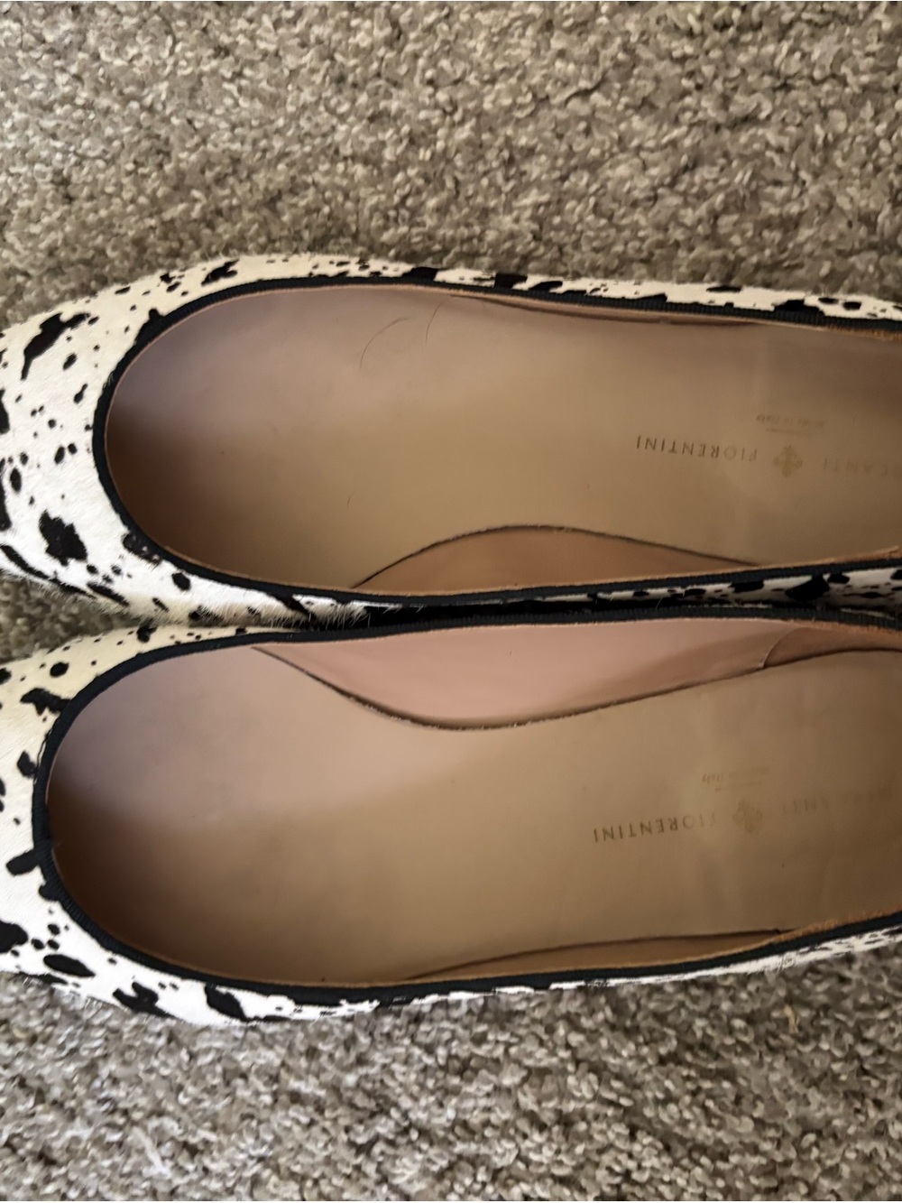 Mercanti Fiorentini Black and White Spotted Ballet Flats